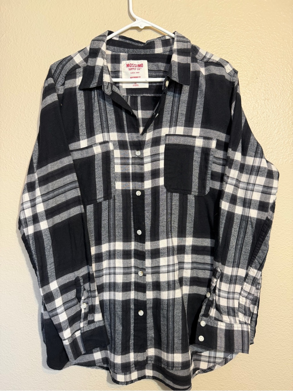 Mossimo Supply Co. Black and White Plaid Button-Down Shirt